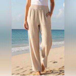 Magaschoni women’s  Wide-Leg 100% organic Cotton Pants Sz XL